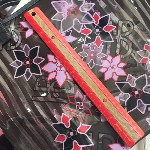 🌸 Henri Bendel Pink Floral PVC Striped/Clear Tote Bag NWOT! - Picture 6 of 11